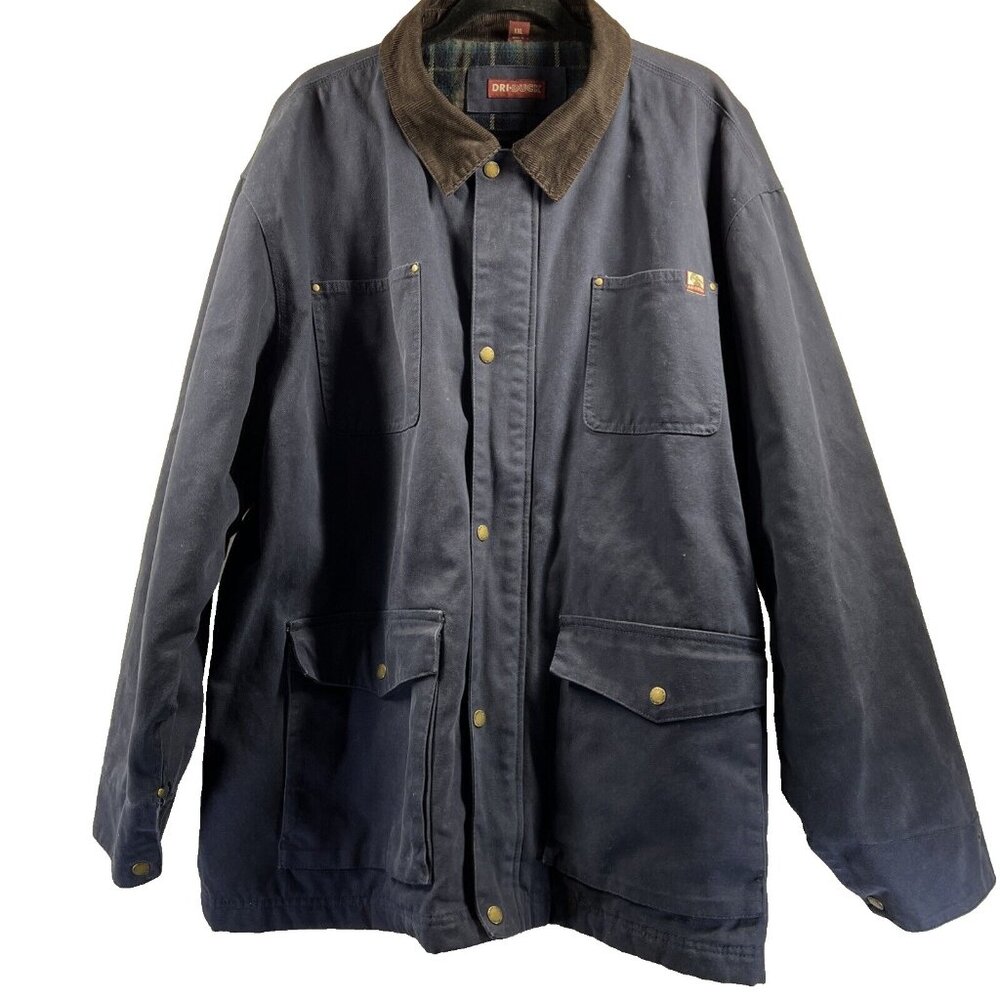 Dri Duck Men's Barn Jacket XXL Blue Corduroy Collar Cotton‎ Lined Heavy Zip Snap